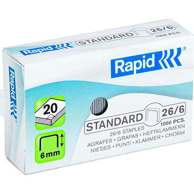 RPID Rapid Agrafes 26/6 en acier galvanis&eacute;