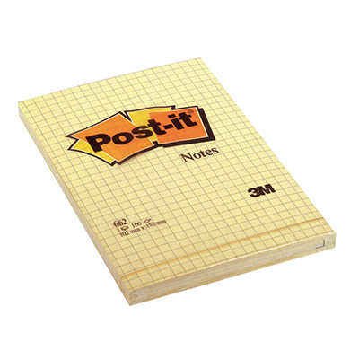 POST IT Bloc de 100 notes repositionnables Post-It - rectangle jaune - 102 x 152 mm - 6x100 feuilles