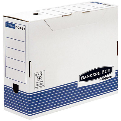 FELLOWES Pack de 10 Bo&icirc;te d'archives System Format A4+ 100 mm Bleu et Blanc