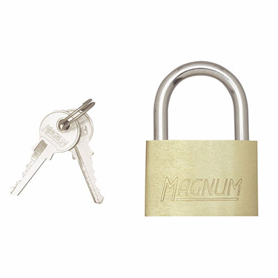 MASTERLOCK Master Lock Cadenas Magnum en Laiton Massif et &agrave; Cl&eacute;, Dor&eacute;
