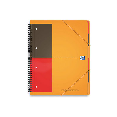 OXFORD Cahier  International Organiserbook - A4+ - couverture en polypropyl&egrave;ne - double spirale - 160 pages - lign&eacute; - 80 g/m&sup2; - compatible SCRIBZEE