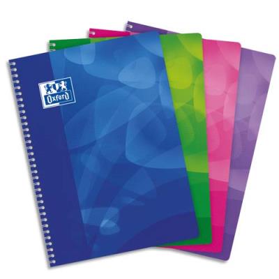 OXFORD  Cahier spirale Lagoon A4 160 pages 90g 5x5. Couverture polypro assorties
