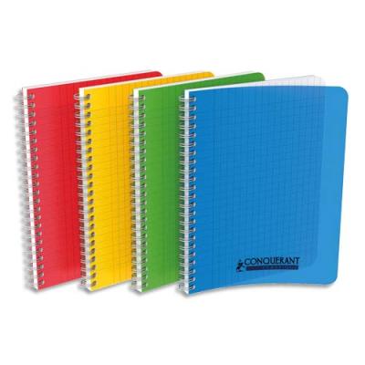 CONQUERANT  cahier &agrave; spirales polypro 17x22 100p grands carreaux s&eacute;y&egrave;s 90g