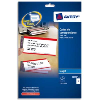 Avery - Pochette De 75 Cartes De Correspondance - 210x99mm - 260g