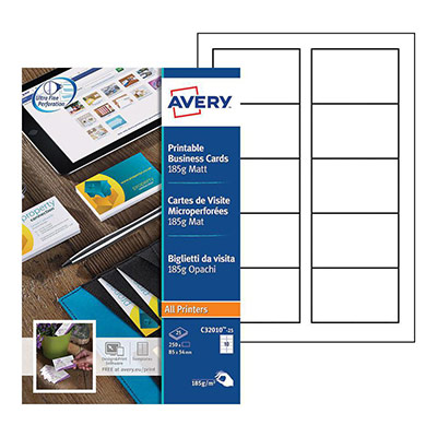 AVERY  Pochette de 250 cartes de visite microper&hellip;