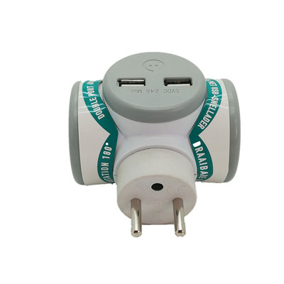 WATT & CO Biplite rotative 180&deg; avec deux ports USB - Watt and Co