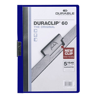 DURABLE  duraclip 60 chemise de pr&eacute;sentation &agrave; clip bleu fonc&eacute; 220907