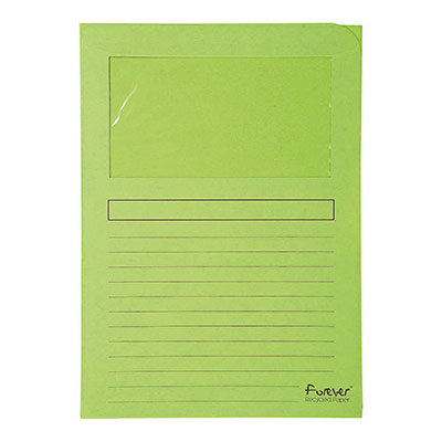 EXACOMPTA Pochette coin en papier avec fen&ecirc;tre Elco vert clair - boite de 100
