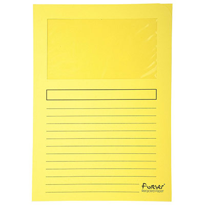EXACOMPTA Pochette coin en papier avec fen&ecirc;tre Elco jaune intense - boite 100