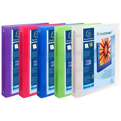 EXACOMPTA Classeur personnalisable transparent A4 - dos 30 mm - couleur assortie