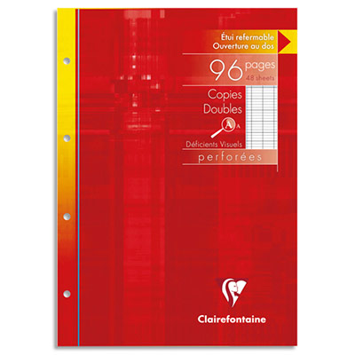 CLAIREFONTAINE Etui Copies doubles  D&eacute;ficients visuels 96 pages