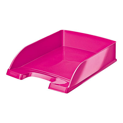 LEITZ   corbeille &agrave; courrier plus wow, a4, polystyr&egrave;ne, rose noir
