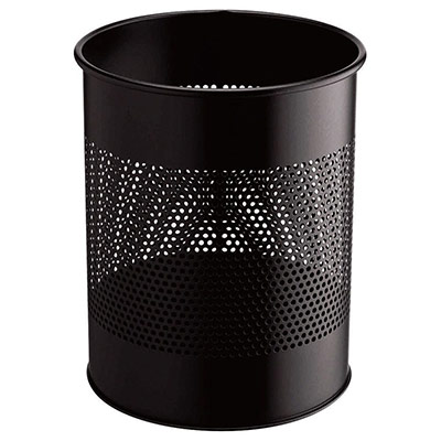 DURABLE Corbeille &agrave; papier m&eacute;tal ajour&eacute;e - 15 litres - noir