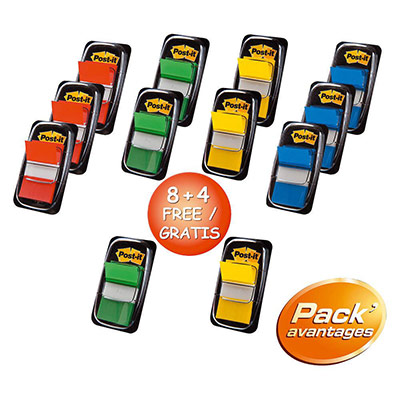 POST IT Index standard assorti + 4 gratuit - Lot de 8
