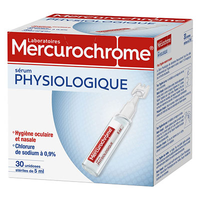 MERCUROCHROME Doses de serum physiologique  - 5ml - bo&icirc;te de 30
