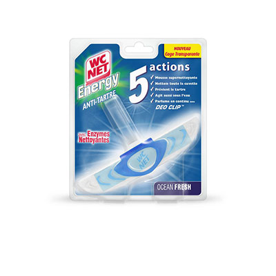 WC NET Bloc 5 actions anti-tartre avec enzymes nettoyantes, Oc&eacute;an fresh