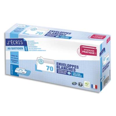 GPV Enveloppe 110 x 220 mm 80 g sans fen&ecirc;tre blanche - Bo&icirc;te de 70 - 