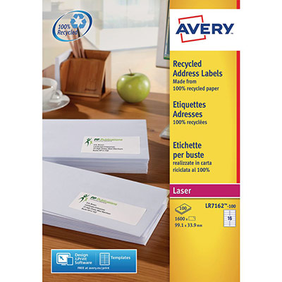 AVERY Lot De 1600 &Eacute;tiquettes Laser 991x 339 Mm Recyclees