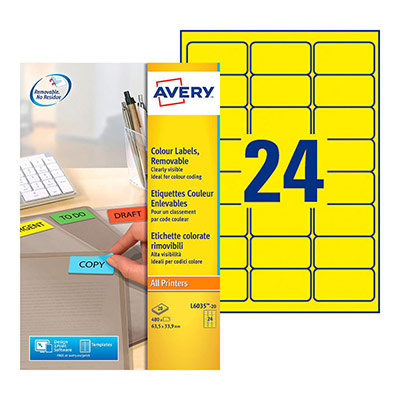 AVERY Etiquettes laser enlevables jaunes - Pochette de 480