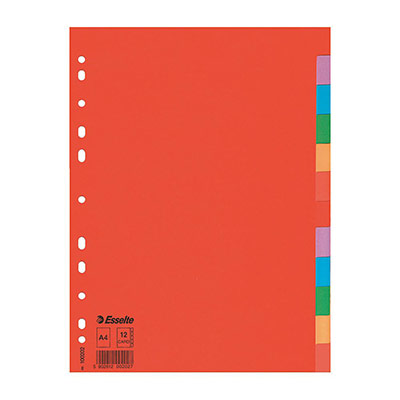 ESSELTE  Intercalaires Economy 12 Onglets Color&eacute;s 10 Unit&eacute;(S)