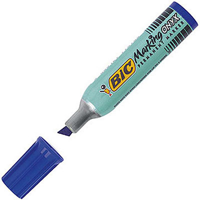 Marqueur permanent Bic Onyx Marker standard 1481 - pointe biseaut&eacute;e bleu