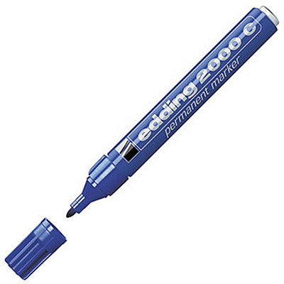 EDDING Marqueurs permanent &agrave; pointe ogive E-2000C bleue sachet de 10 