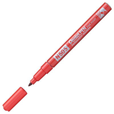 PENTEL   marqueur permanent n50s, pointe ogive fine, rouge noir