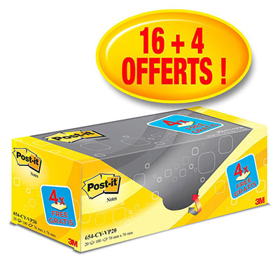 POST IT Bloc de notes adh&eacute;sives Super Sticky - 76 x 127 mm - Couleur : Jaune  -