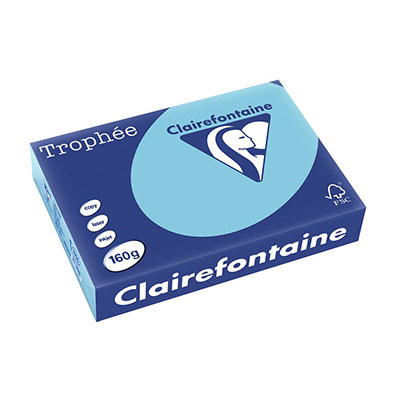 CLAIREFONTAINE Ramette papier couleur  A4 160g - Bleu aliz&eacute;