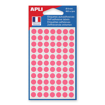 AGIPA Sachet de 462 &eacute;tiquettes Gommettes de signalisation Rondes 8mm Rose