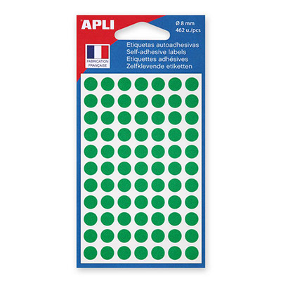 AGIPA Disques adh&eacute;sifs  8 mm vert - sachet de 462