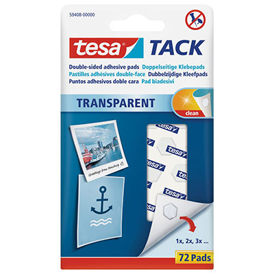 TESA Pastilles adh&eacute;sives double-face transparentes TACK