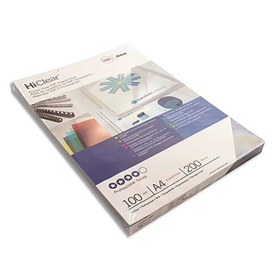 FELLOWES  couverture pour reliure a4 transparent 200 microns DFX-288122