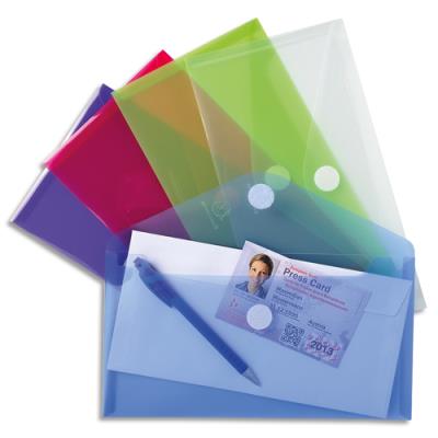 EXACOMPTA  Sachet de 5 mini pochettes-enveloppes polypropyl&egrave;ne - 25x13,5cm - Couleurs assorties