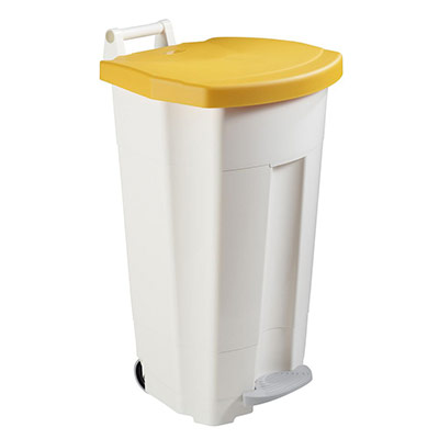 ROSSIGNOL Poubelle 90 litres  tri s&eacute;lectif rectangle &agrave; p&eacute;dale jaune