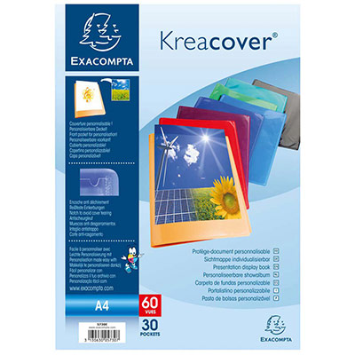 EXACOMPTA Prot&egrave;ge document personnalisable  - PP Kreacover - 60 vues assortis