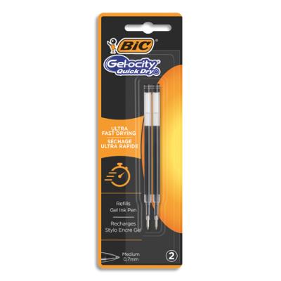 BIC Recharge pour stylo encre gel &agrave; s&eacute;chage rapide - noir - blister de 2