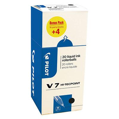 PILOT Rollers V7  - noir - ecopack 20 dont 4 rollers