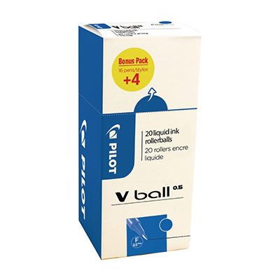 PILOT Rollers VBall 5 - bleu - ecopack 20 dont 4 rollers
