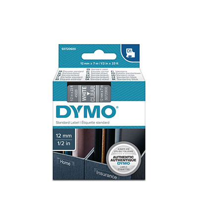 DYMO Cassettes de ruban D1 -  - 12x7mm - Blanc/transparent