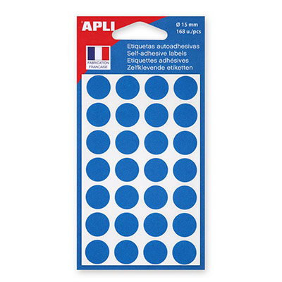 AGIPA APLI 111842Pastille Adh&eacute;sive 15mm Pochette de 168 BLEU