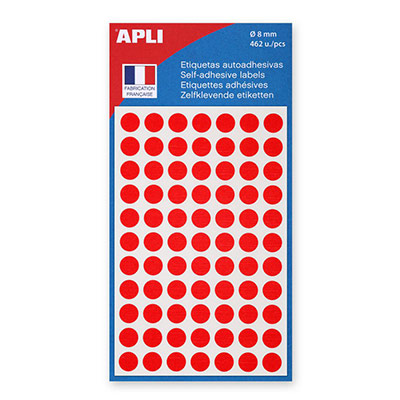 AGIPA Disques adh&eacute;sifs  8 mm rouge - sachet de 462