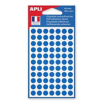 AGIPA APLI- 44892 Pastille Adh&eacute;sive 8 Mm Pochette Lot de 462, Bleu