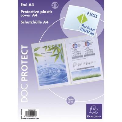 EXACOMPTA  Sachet De 10 &Eacute;tuis 4 Faces En Pvc 30/100 &Egrave;me. Format 30 X 21 Cm.