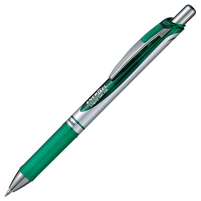 PENTEL Stylo roller gel r&eacute;tractable  Energel Pointe 0,7mm Vert
