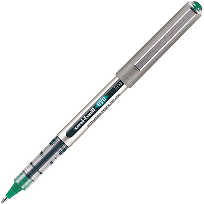 UNI BALL Uniball Stylo Roller Eye Pointe M&eacute;tal Moyenne Encre Liquide Verte