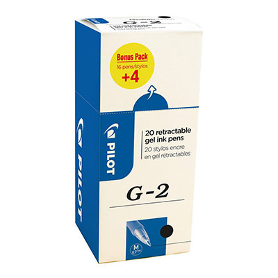 PILOT Stylos G2  - noir - ecopack 20 dont 4 offerts