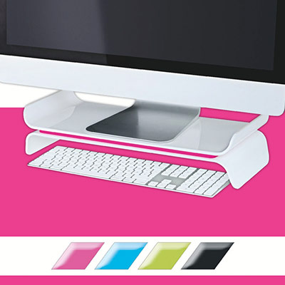 LEITZ Support d'&eacute;cran d'ordinateur r&eacute;glable Ergo WOW Rose et blanc