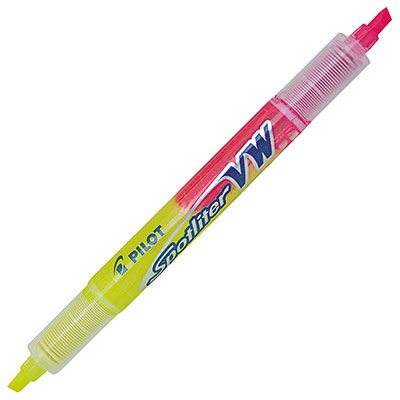 PILOT Surligneur double pointe Spotliner Begreen - couleurs rose et jaune