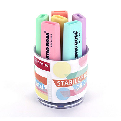 STABILO Pot de 6 surligneurs Pastel -  BOSS Pastel - 6 couleurs Pastel